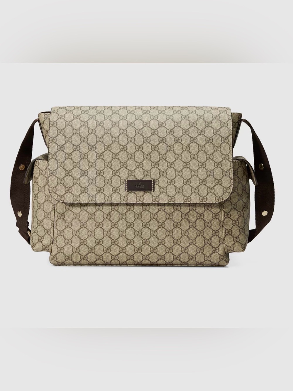 Gucci Brown Beige GG Supreme Messenger Bag/ Diaper bag
